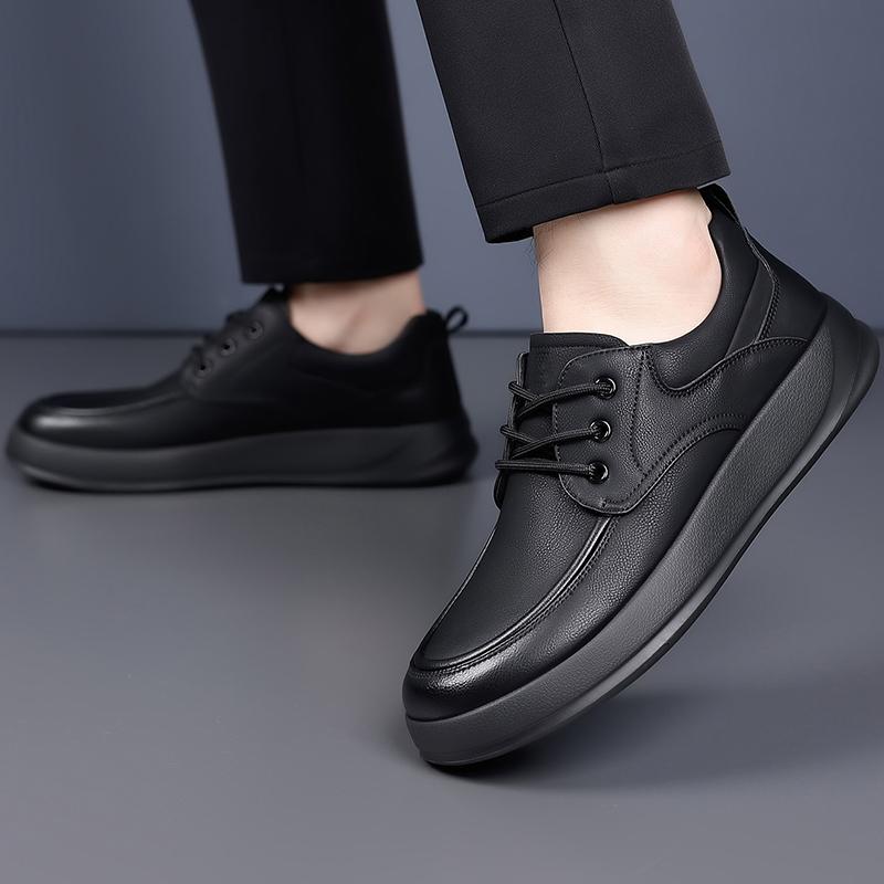 Men's High Quality Casual Leather Shoes with Breathable Lining, Soft Foam Outsole, Non-Slip Comfortable for Outdoor Travel Work