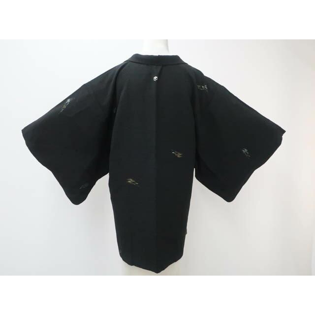 Recycled Kimono Haori Black Haori Single Crest Kasumi Gold Thread Pure Silk Haori with Strap Length Approximately 82.5cm Sleeve Length