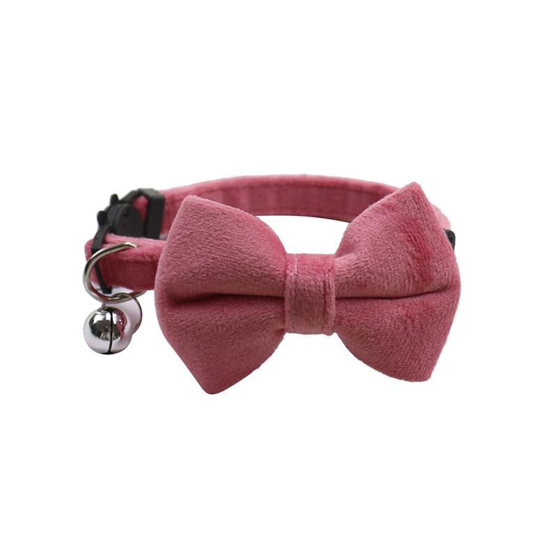 Sametový obojek pro kočky Jednobarevný motýlek Štěně Čivava Obojky se zvonkem Nastavitelná bezpečnostní přezka Kočky Motýlek Doplňky pro mazlíčky