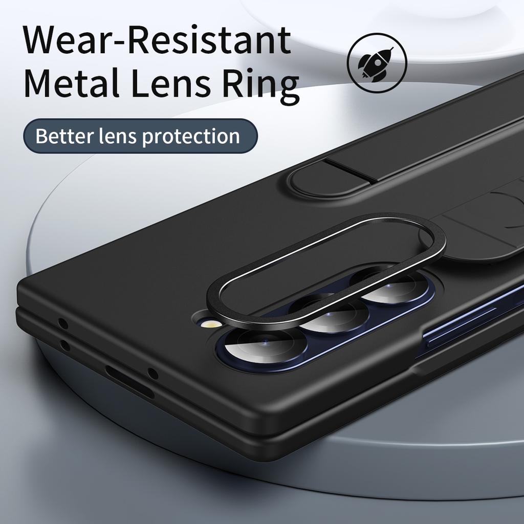 For Samsung Galaxy Z Fold5 5G Case Kickstand Wristband PC+Silicone Phone Cover