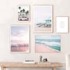 Ocean Landscape Canvas Poster Nordic Style Beach Pink Bus Wall Art Print Painting Decoration Picture Scandinavian Home Decor