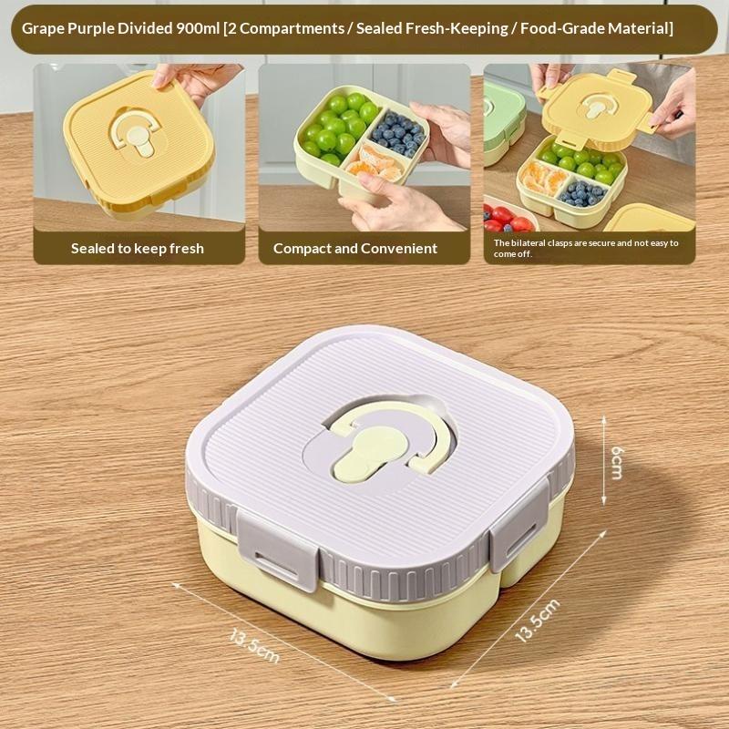 Portable Plastic Lunch Box With Compartment Microwave Safe Fruit Salad Lunch Container Kid Student Leak-Proof Bento Box Double grid фиолетовый 780₽