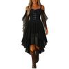 Vestito casual da donna con spalle scoperte e taglie forti, in chiffon, tinta unita, con maniche a farfalla, stile gotico