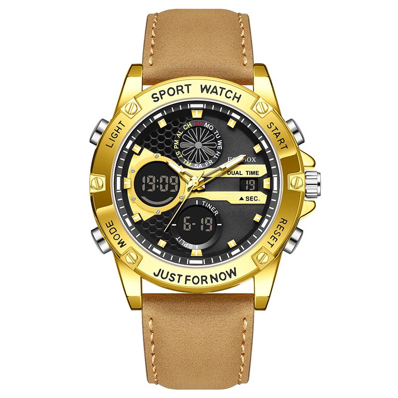 LIGE Marke FOXBOX Mode Sport Herrenuhr Freizeit LED-Anzeige Wasserdicht Herren Quarz Uhr