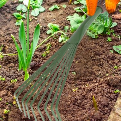 Garden Rake Grass Rake Hand Rake Leaf Broom with Comfort Grip Cleaning Rake Pet Excrement Rake Gardening Tools