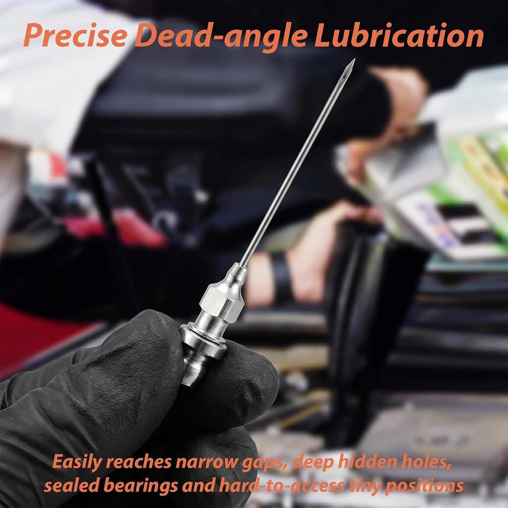 6Pcs Grease Gun Needle Tips Injector Narrow Needle Dispenser Air Nozzle Tool Small Bearing Portable and Detachable Greaser Coupler Seal Ball Joints