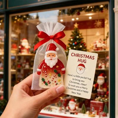 Vánoční kapesní objetí dárek s povzbuzujícími kartičkami Santa Claus Mini přívěsek ozdoba Emoční podpora