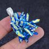 Blue Titanium Druzy Gemstone Handmade 925 Sterling Silver Pendant 1.85" G4s78