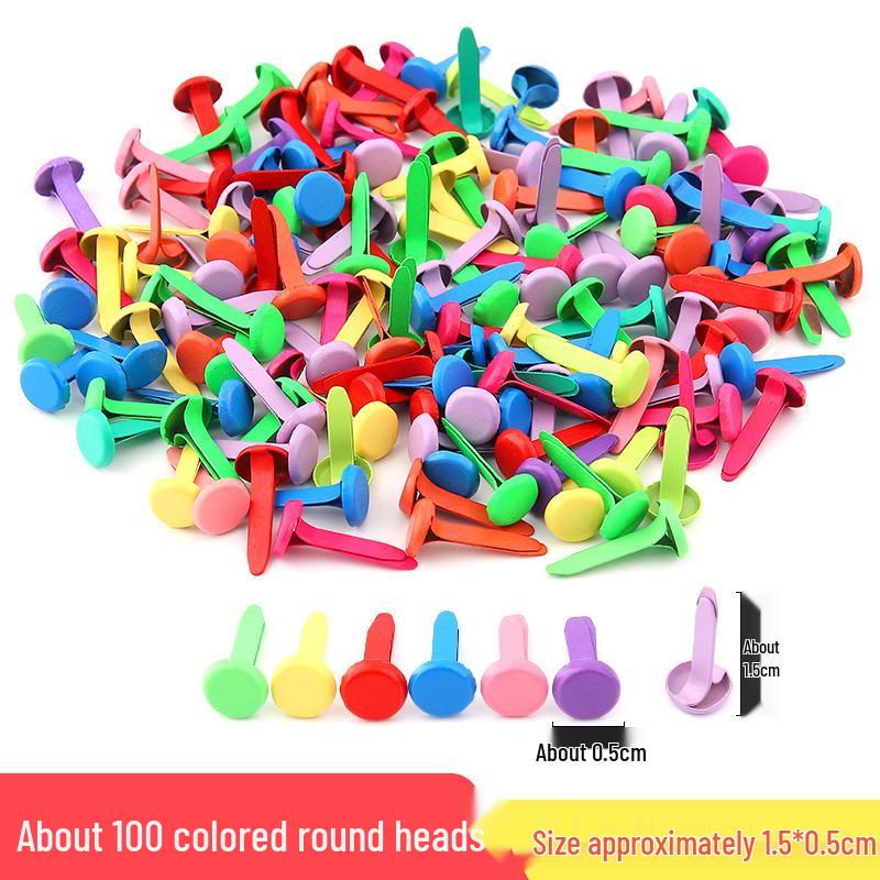 Colorful Children's Handmade Double-Legged Split Brad Nails for DIY Decoration