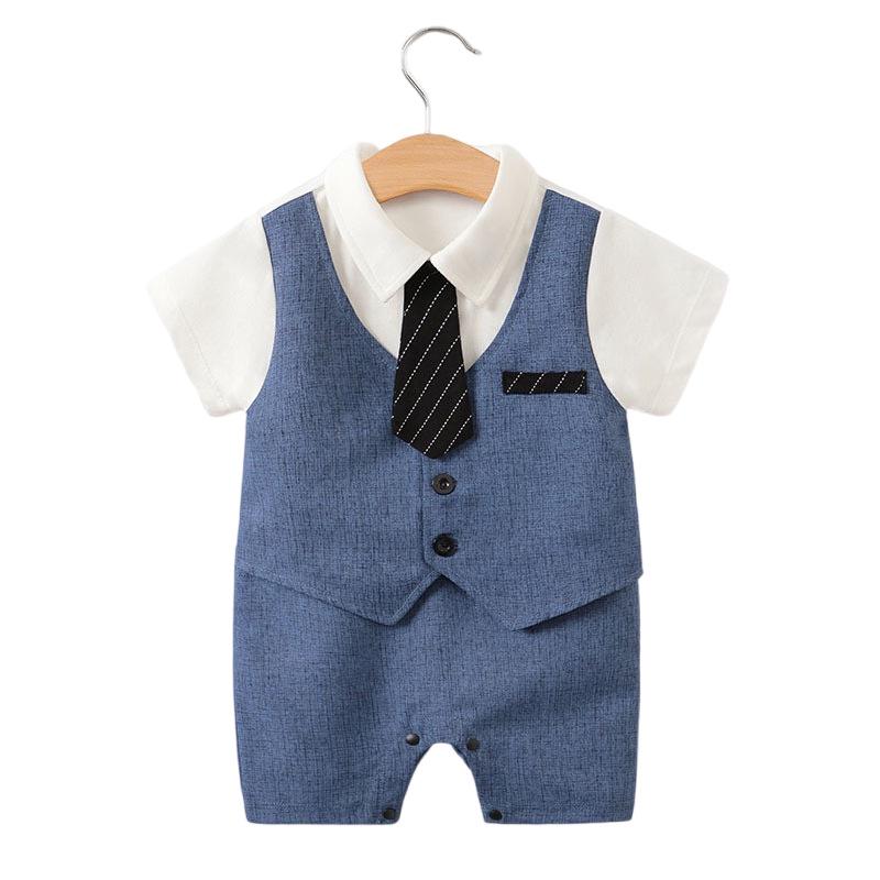 Heren Korte Mouw Zomer Romper voor Pasgeboren en Baby Jongens (0-1 Jaar) - Babykleding