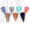 Natural Stone Reiki Healing Pendulum,For Dowsing Spiritual Divination Cone Crystal Quartz Pendulos Small Size Necklace Jewelry