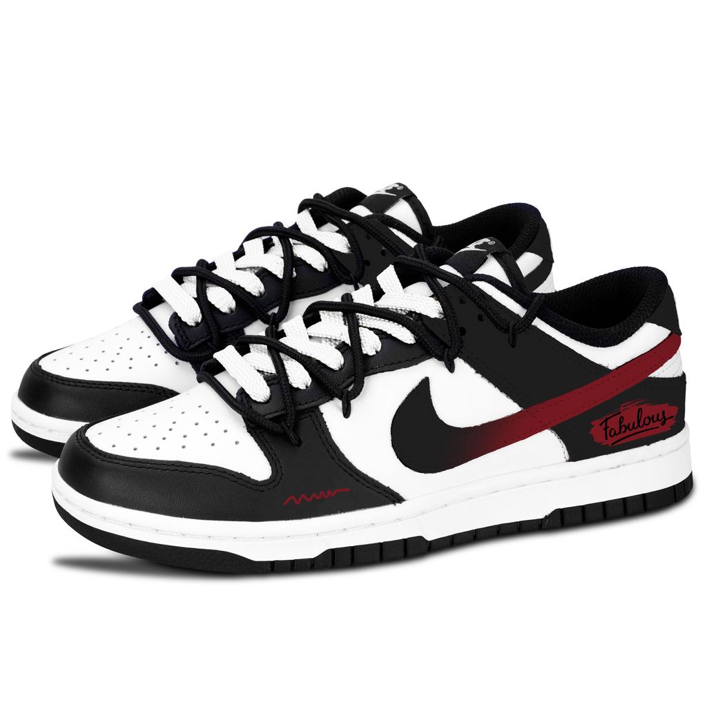 Nike Dunk Black White, Black Crimson Radiance Abrasion Resistant Abrasion Resistant Low Top Skateboard Shoes Unisex Red HF5441-100(Team887-)