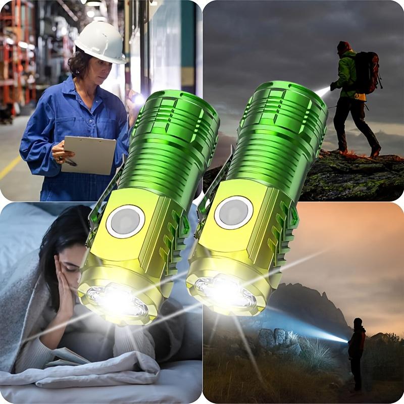 Rechargeable Flashlight with Magnetic Base and Rear Clip, Portable ABS Material for Camping,hiking,patrol,maintenance,emergency Situations,camping