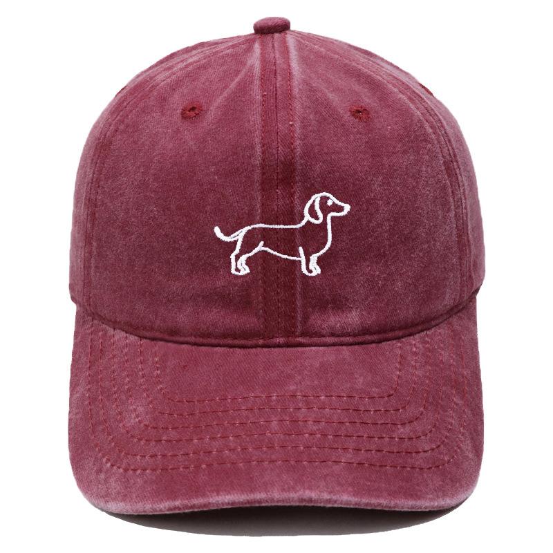 New cartoon cute puppy embroidered baseball cap washed retro simple men's and women's casual versatile sunshade cap