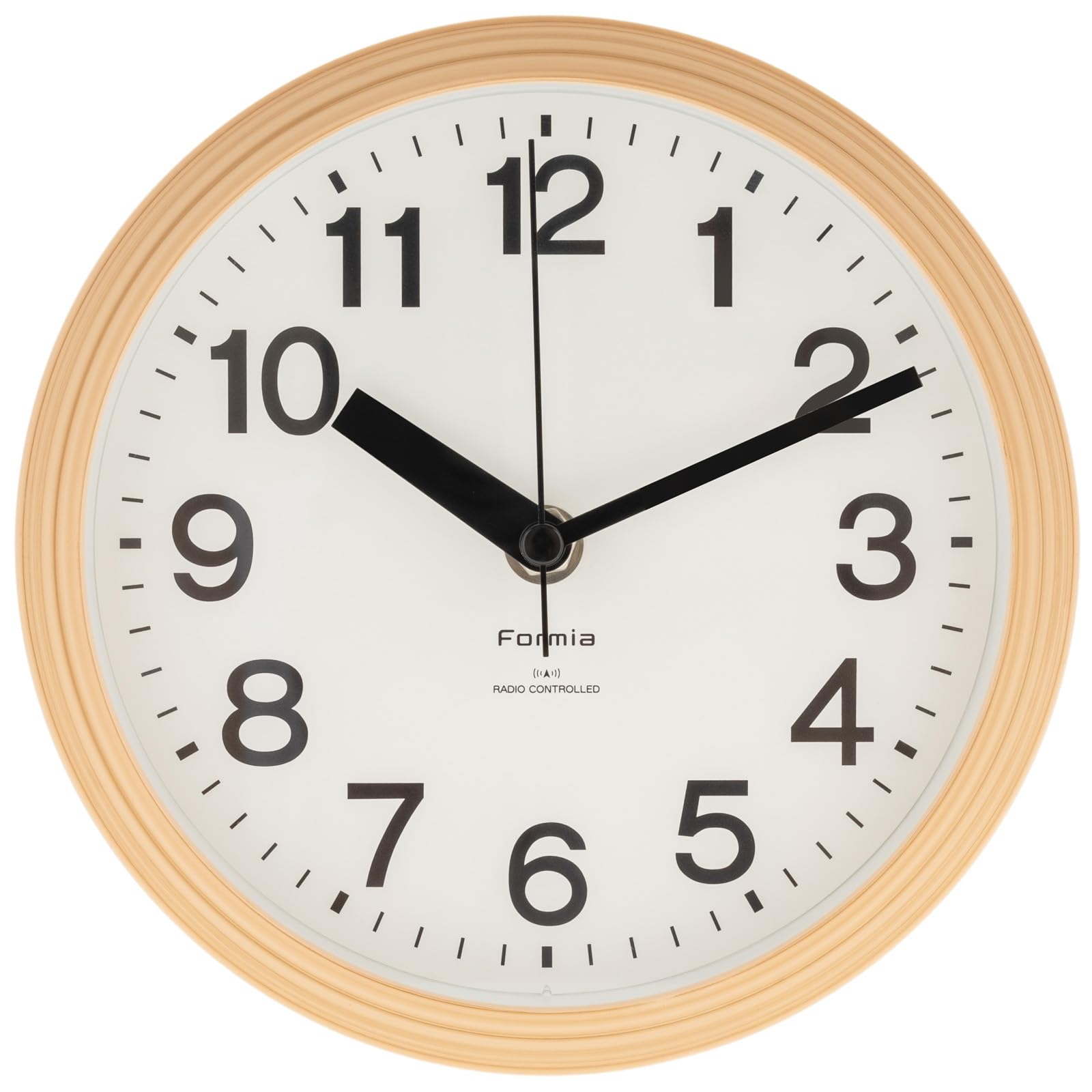 

Formia HIC-007RC-N Wall Clock, Radio-Controlled, 18cm Diameter, Natural, Simple Design, Cafe Style, Second Hand Stops at Night
