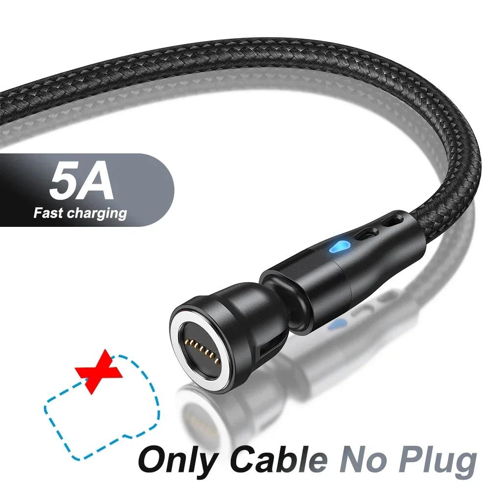 540 Rotate Magnetic Cable 5A Fast Charging Type C Cable For iPhone Xiaomi Realme Micro USB Magnet Charger Phone Data Cord