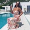 2024 Summer European & American Style Women's Printed Slim Backless Dress