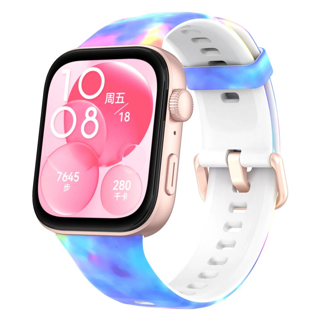 Pasek z nadrukiem do For Huawei Watch Fit 3 Zamienny Silikonowy Pasek na Nadgarstek SmartWatch Bracele correa Akcesoria do Huawei Watch Fit3