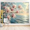 1pc Tranquil Beach Blooming Magnolia Tree Tapestry - Polyester Fabric, Machine Washable, Suitable for Bedroom Living Room