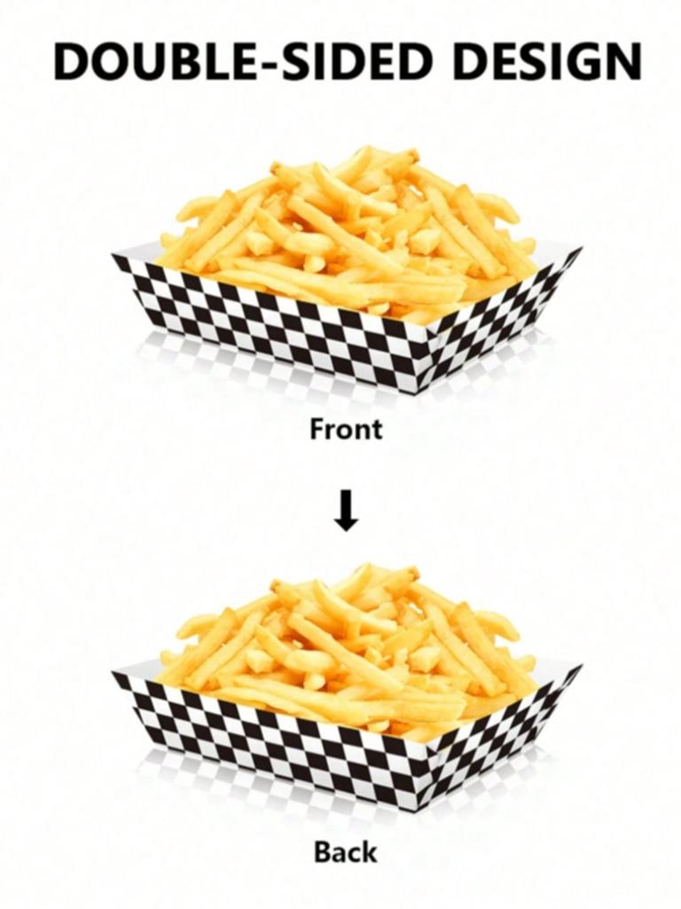 Rennsport-Foodbox mit großer Kapazität, schwarz-weiß kariert, geeignet für Snack-Tabletts, Imbiss zum Mitnehmen, Geburtstags-Themenpartys