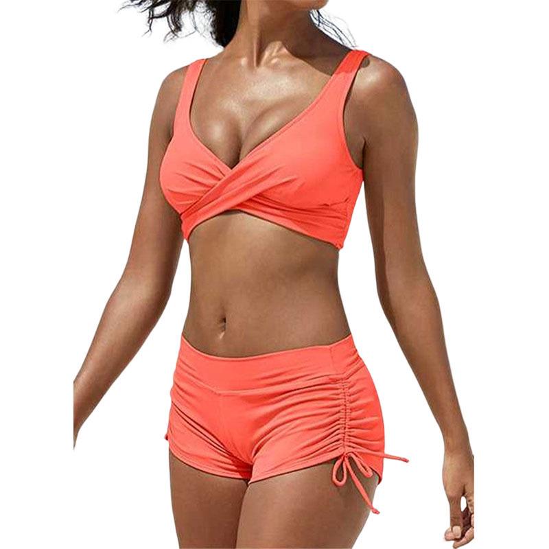 

Женский сексуальный купальник с высокой талией и разрезом, шортики-бойлеги - Идеально подходит для отпуска или горячих источников Large оранжевый