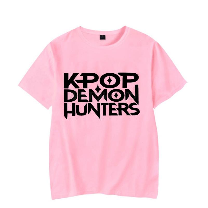 Moda KPop Demon Hunters futbolkalari erkaklar ayollar kulgili logotip vintage ko'cha uslubi qisqa yengli koreys ulzzang anime klassik toplari
