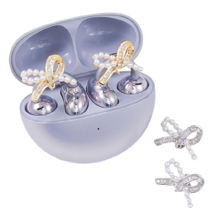 Sophisticated Pearls Accented Ear Clip Earphones Jewelry Compatible for Freeclip Clip on Charm For Elegance Look