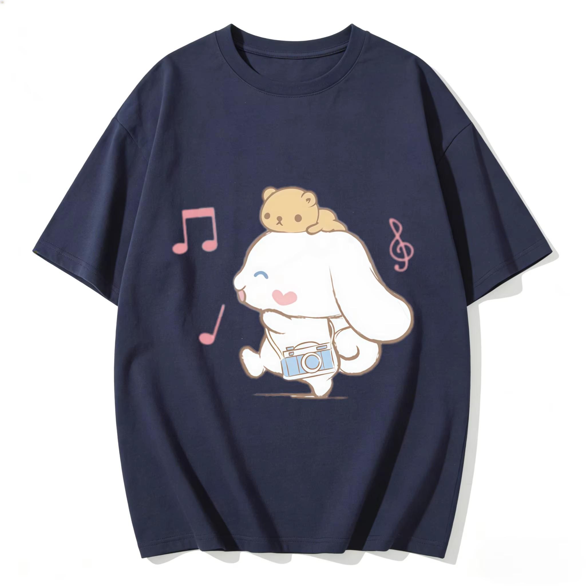 

2026 Cinnamoroll Tee soft cotton short sleeve crew neck cute print lightweight summer top for Women daily casual wear S
