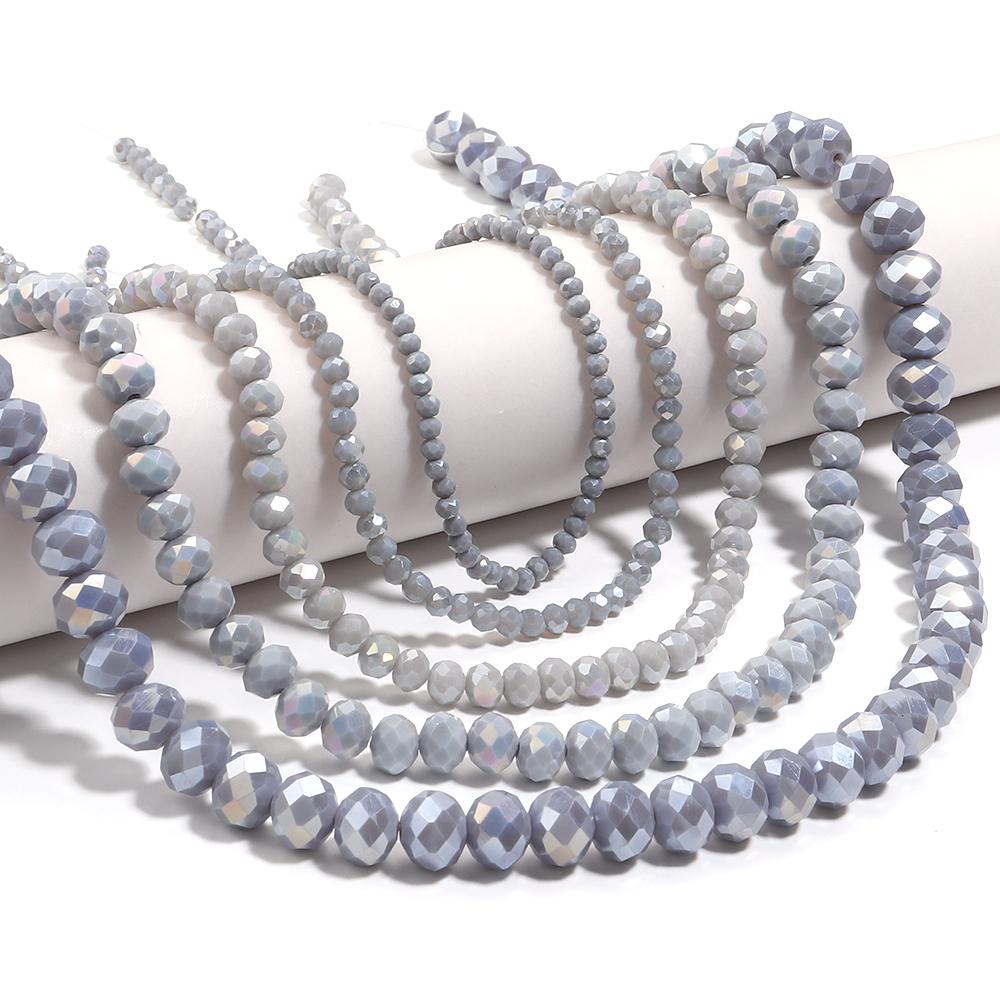 3/4/6/8/10mm Austria Faceted Crystal Beads Grey Porcelain Glass Loose Spacer Beads For Jewelry Making DIY Bracelets Necklace