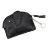 Women's Top Grain Cowhide Mini Coin Purse with Elephant Keychain - Cute, Japanese Style, Real Leather, Super Thin