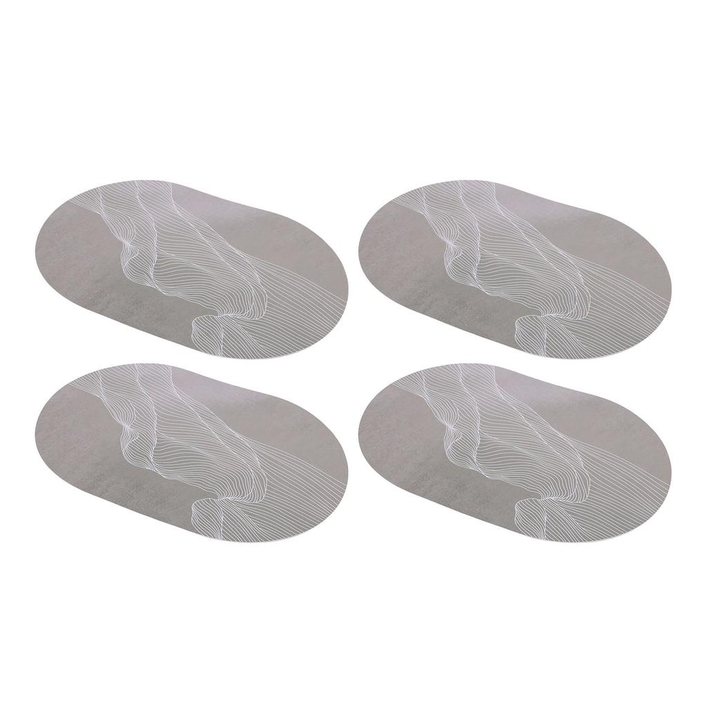 4PCS Oval Placemats Anti Slip Washable Table Mats PU Leather Place Mats for Restaurant Kitchen Hotel 18x12in