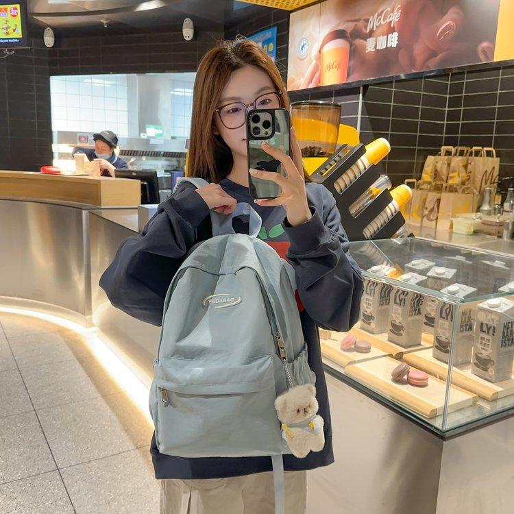 Schoolbag Japanese women ins solid color light casual simple fashion versatile schoolbag junior high school high school student backpack