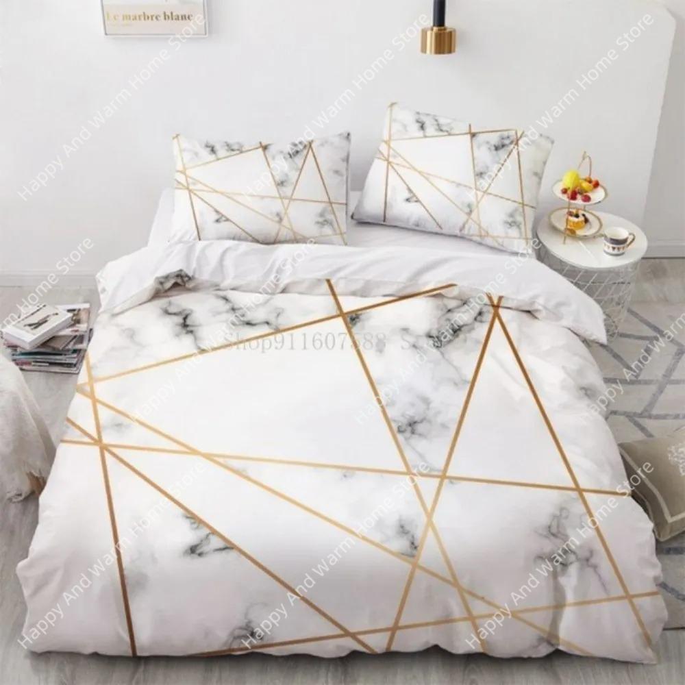 Luxury 3D Black Marble Bedding Sets Simplicity Gilding Bed Linen Women Girls Single Double Twin Queen King Size Duvet Cover Sets