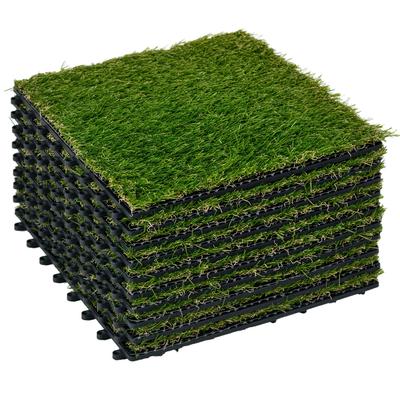 Synthetic Artificial Grass Set of 10 Slabs Tiles 30 X 30 Cm Comfort Thickness 3 Cm Interlocking Green