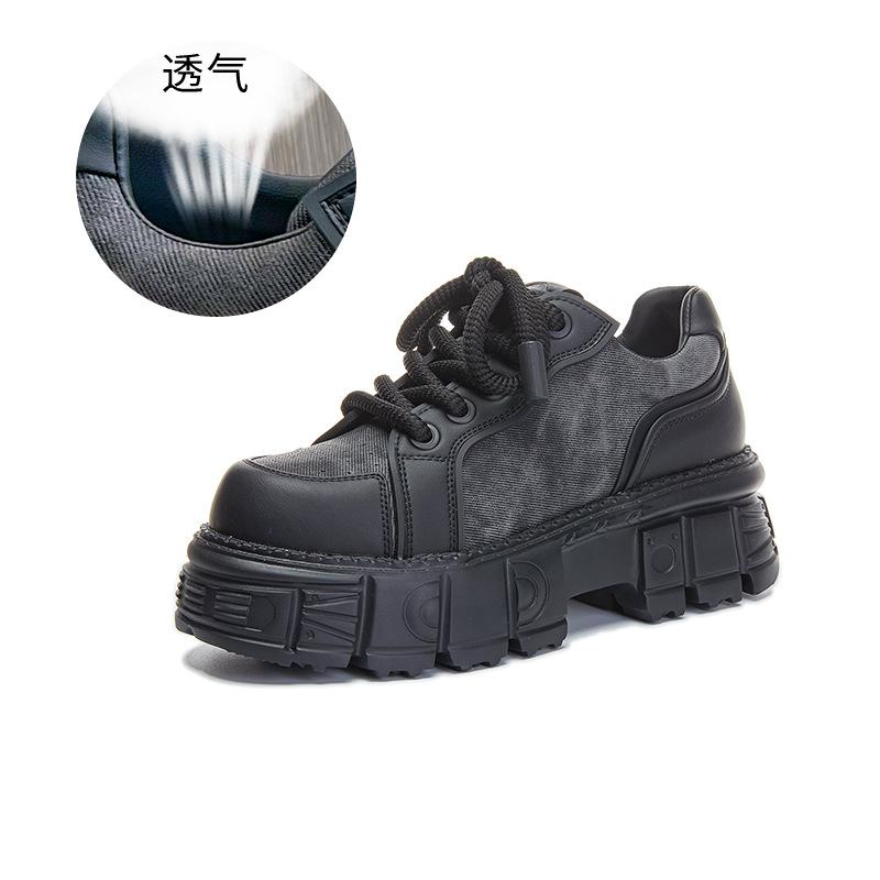 

Foam sole leather dad shoes women s 2025 spring new thick-soled heightening bread shoes women s casual versatile women s shoes trend 35 чёрный