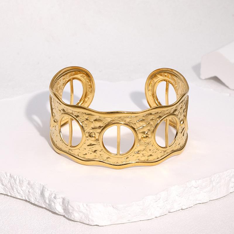 Non-tarnish Minimalist Europe and The United States Hot-selling Stainless Steel Open Bracelet Niche High-end Sense 18k Gold