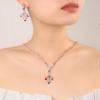 Elegant Fan-shaped Necklace and Colorful Zircon Earrings Set for Women - Gold-plated Copper