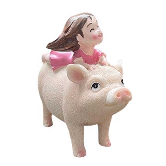 

Фигурка девочки, катающейся на свинье, смола, скульптура свиньи, настольное украшение, статуэтка свиньи, кашпо, украшение для дома, офиса, стола, полки, цветочный горшок розовый