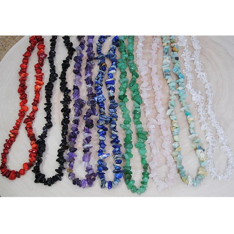 Natural Healing Stones Gravel Beads Short Necklace Female Jewelry Gravel Choker Necklace Holiday Party Necklace for Girl