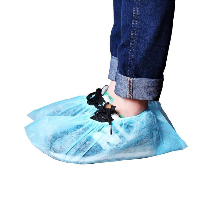 blue plastic overshoes