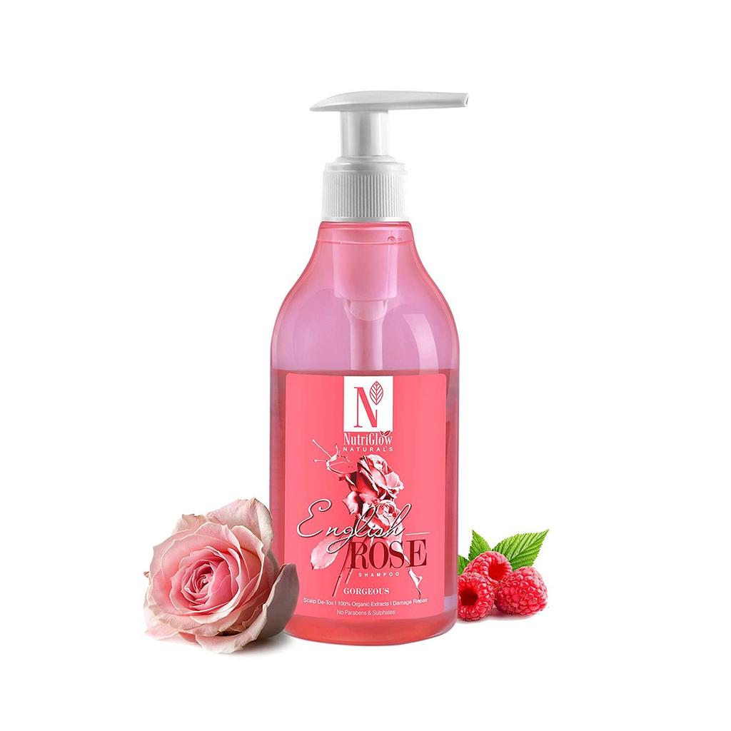 NutriGlow Natural's English Rose Shampoo For Scalp De-tox, Dandruff 5.07 fl oz