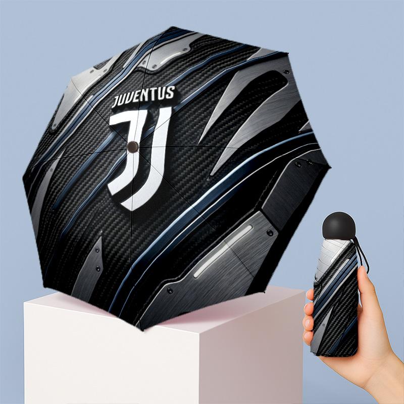 Juventus FC Pattern Printed Mini 5 Folds 8 Ribs Compact Umbrella Windproof Waterproof Lightweight Portable Folding