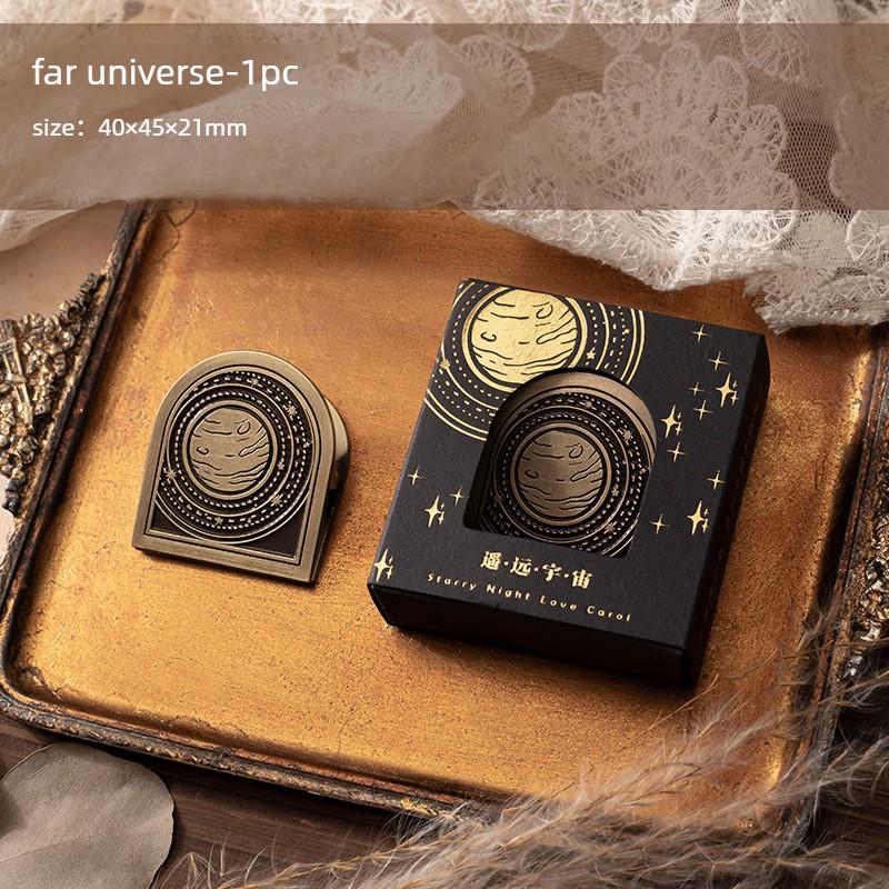 

1pc Metal Clip Retro Elegant Hand Account Material Decoration Clip Starry Night Love Song Series Office Document Supplies