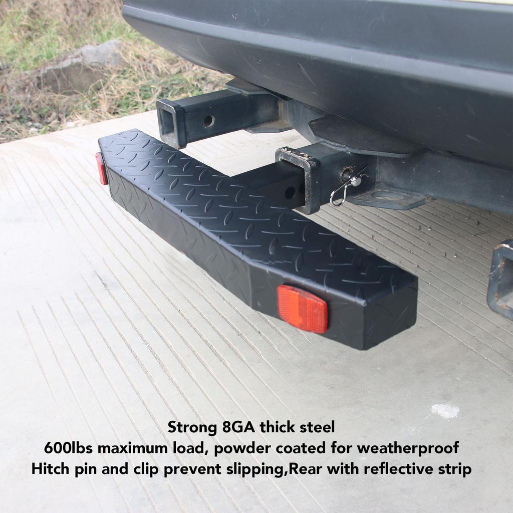 Trailer Hitch Step 600lbs Maximum Load 2in Receiver Hitch Step with 5/8in Pin Reflective Stripe for Car SUV Pickup Truck RV