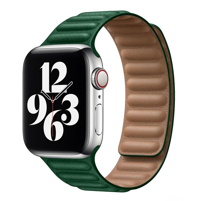 

For Apple Watch Series 10 42mm/9 8 7 41mm/6 5 4 SE SE (2022) SE (2023) 40mm/3 2 1 38mm Magnetic Watch Band Genuine Leather Replacement Strap Alfalfa