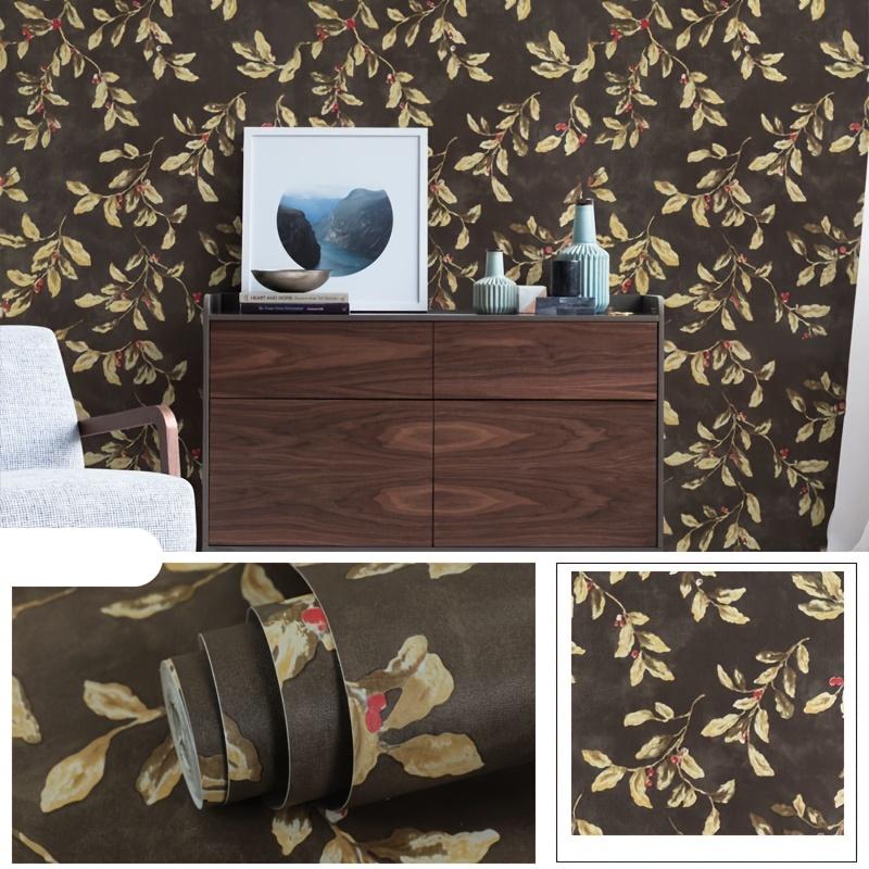 Self-Adhesive Vintage Plant Contact Paper (17.7×393.7in) - Leaf Peel Stickers for Kitchen/Office/Bedroom Home Wall Decoration