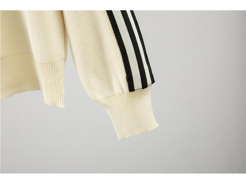 Women's Trendy Knit Set: Embroidered Zip Cardigan & Wide-Leg Pants for Autumn/Winter