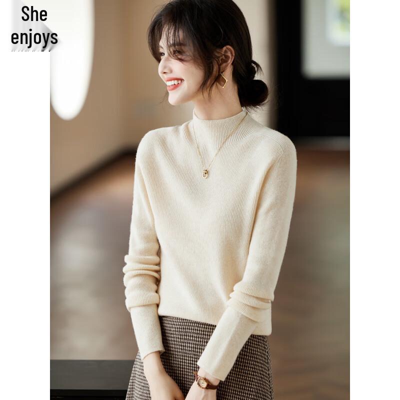 Women's 100% Wool Half-High Collar Sweater