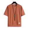 Summer Men T-shirt Round Neck Fake Two-piece Plus Size Loose Mid Length Solid Color Waffle Texture Plus Size Half Sleeves Streetwear Outdoor Top