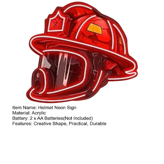 Firefighter Helmet Neon Sign LED Lamp Soft Glow Battery Powered Firefighter